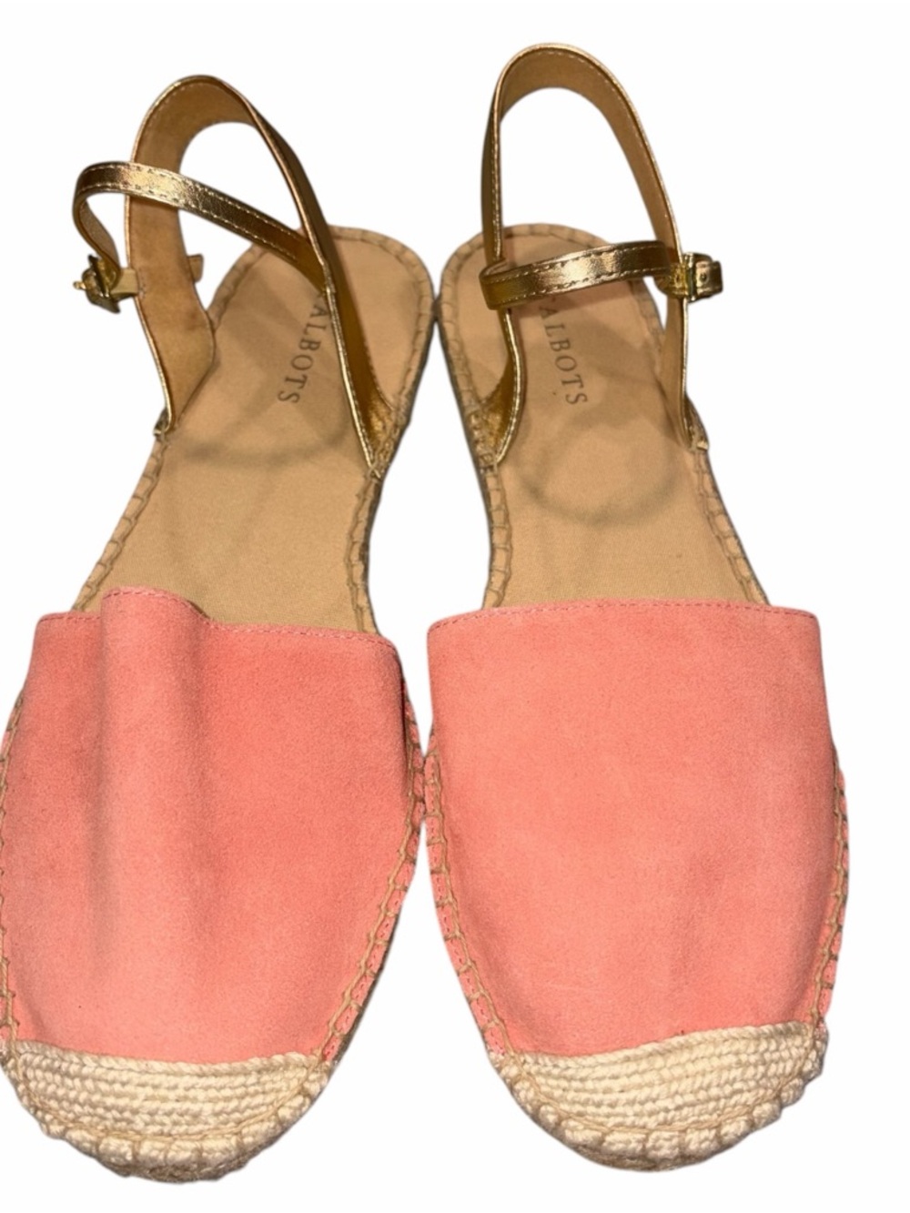 NEW Talbots Coral Suede & Gold Leather Izzy D’Orsay Espadrille Flats Sandals 10 - Picture 4 of 10